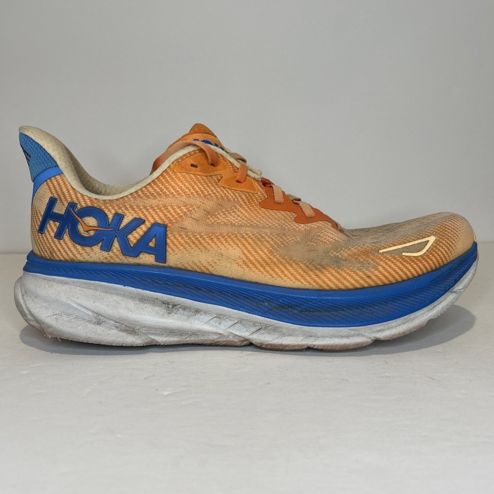 Hoka One One Clifton 9 Men's 12D Vibrant Orange Athletic Running Hiking Sneakers
